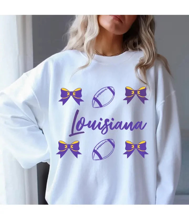 LSU Tigers Sweatshirt Football and Bows Crewneck