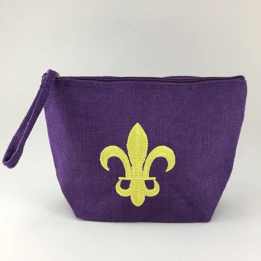 Bag Pouch Fleur de Lis Purple & Gold