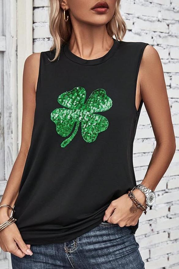 Women's Tank Top Sequin Emery Rose Clover Print