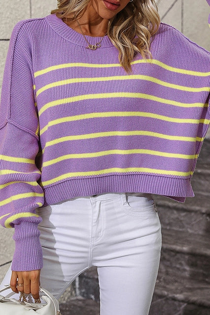 Women's Sweater Pullover Splicing Stripes