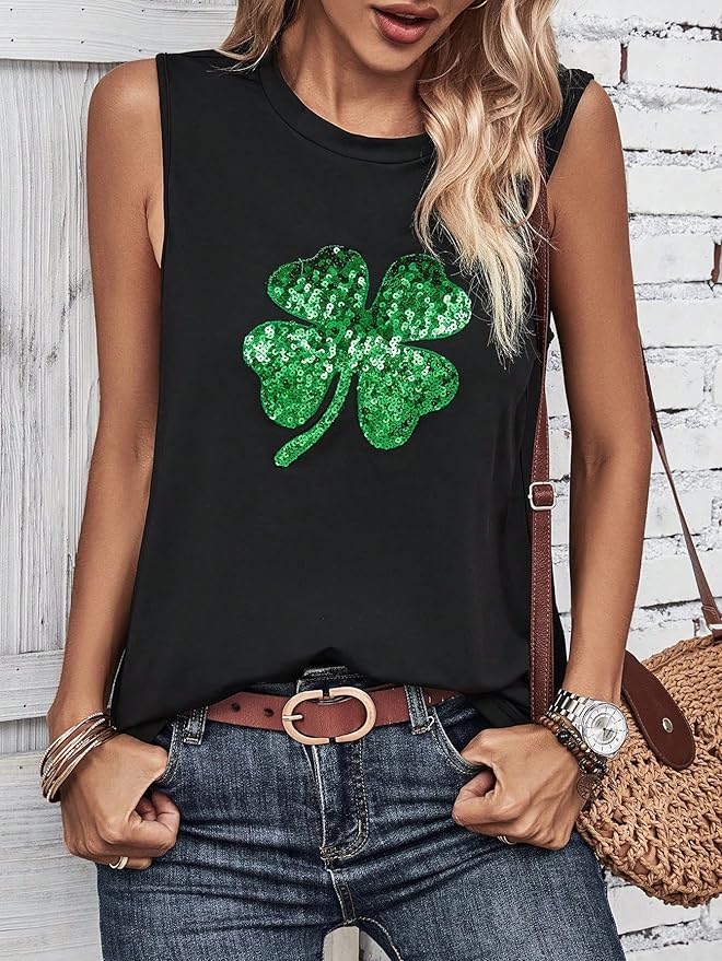 Women's Tank Top Sequin Emery Rose Clover Print