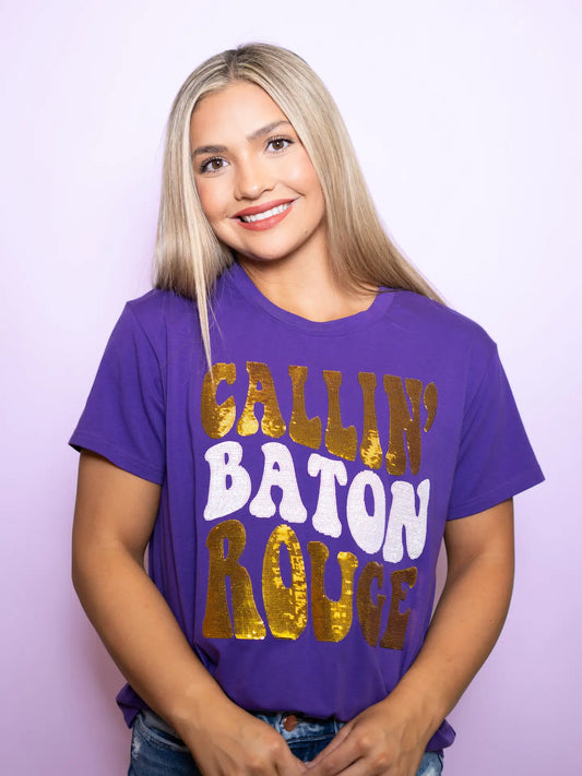 Women's Sequin Callin Baton Rouge T-Shirt