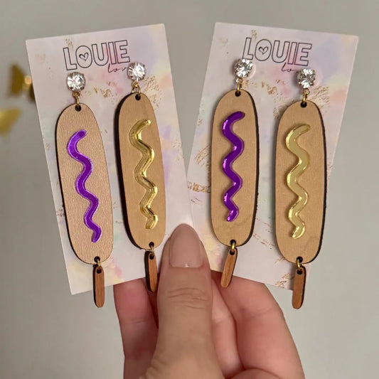LSU Tigers Earrings Purple & Gold Corn Dog
