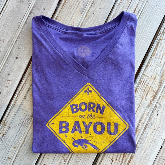 Women's T-Shirt V-Neck  Born on the Bayou