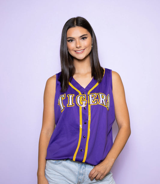 LSU Tigers Women's Tank Top Embroidery Baseball Jersey