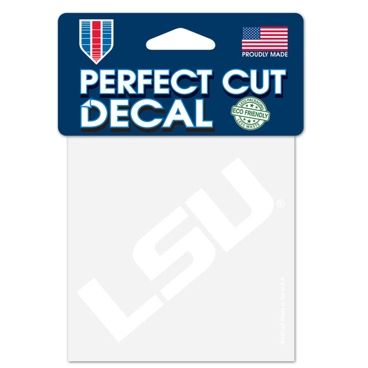LSU Tigers Decal White Perfect Cut LSU 4x4