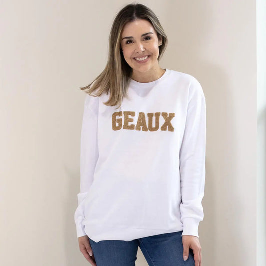 Women's Sweatshirt Geaux White Light Gold RS