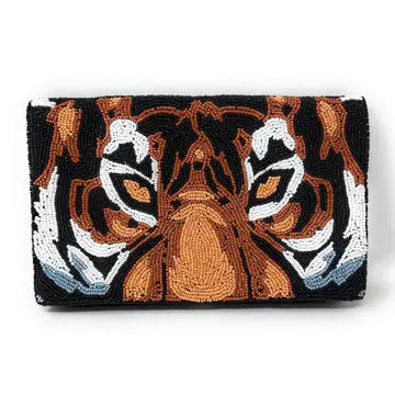 Bag Tiger Face Beaded Clutch