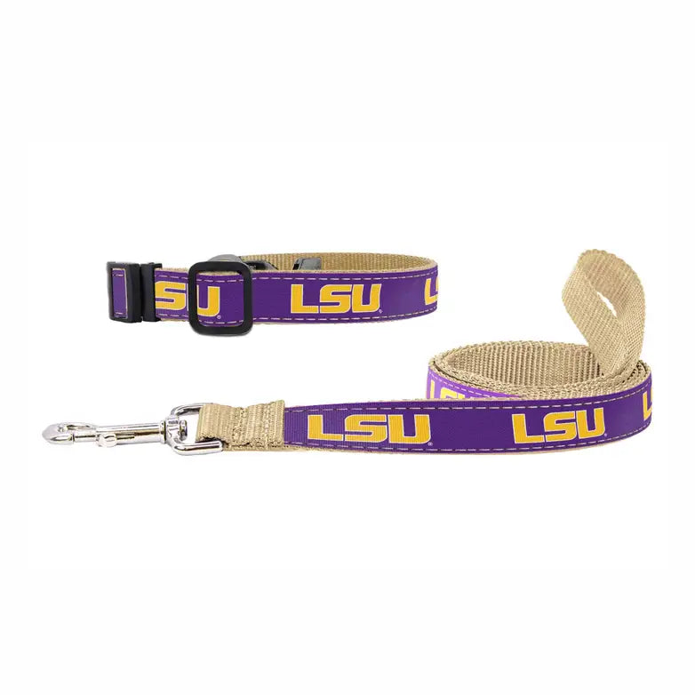 LSU Tigers Dog Collar Ribbon Lead