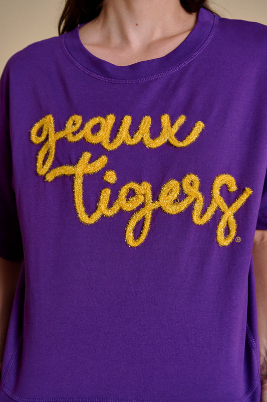 LSU Tigers Women's Glitter Script Boxy Top