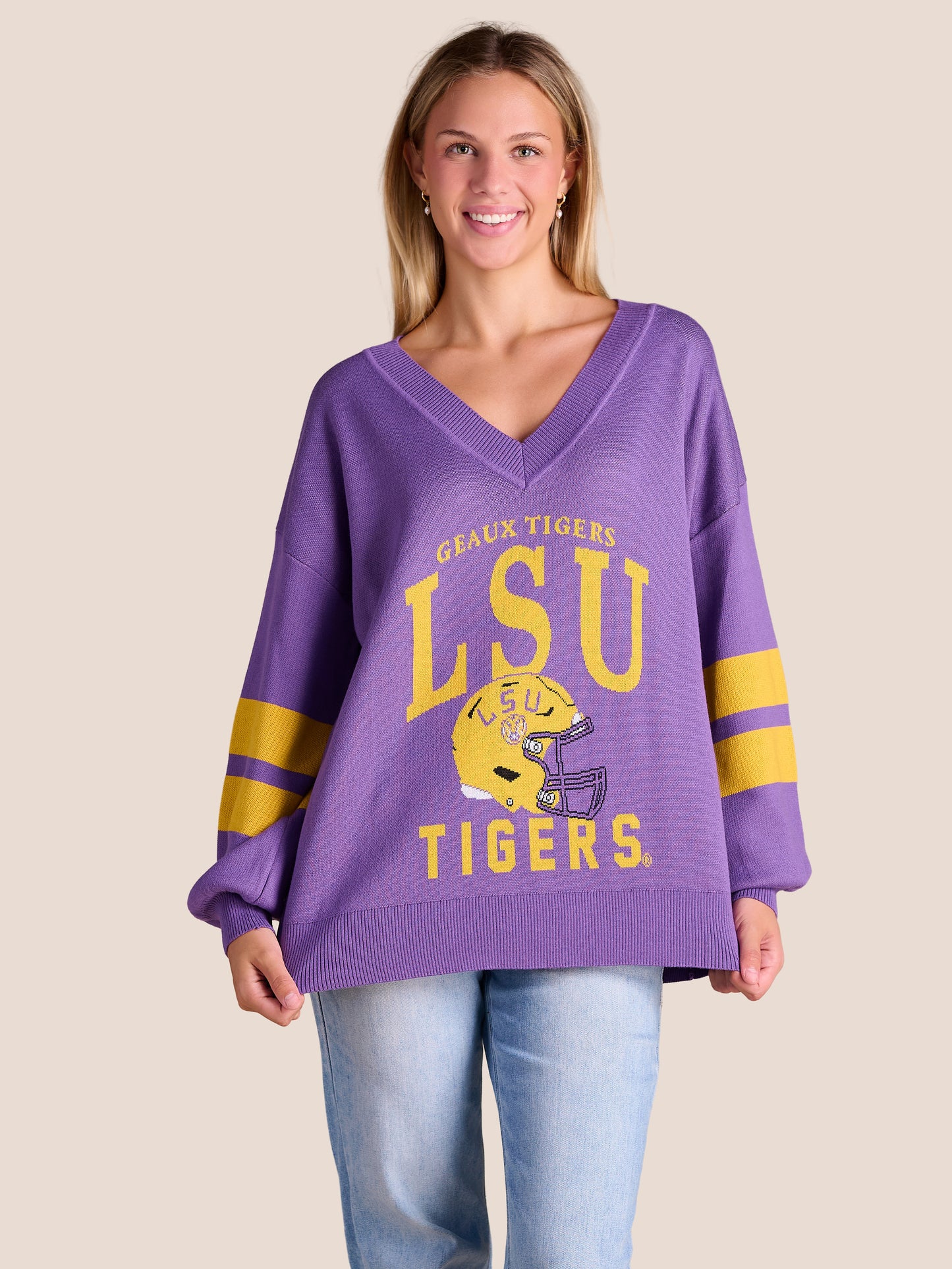 LSU Tigers Women's Quad V-Neck Sweater
