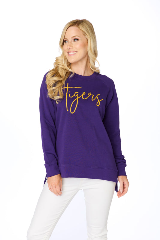 LSU Tigers Women's Embroidered Sweatshirt Tigers in Script