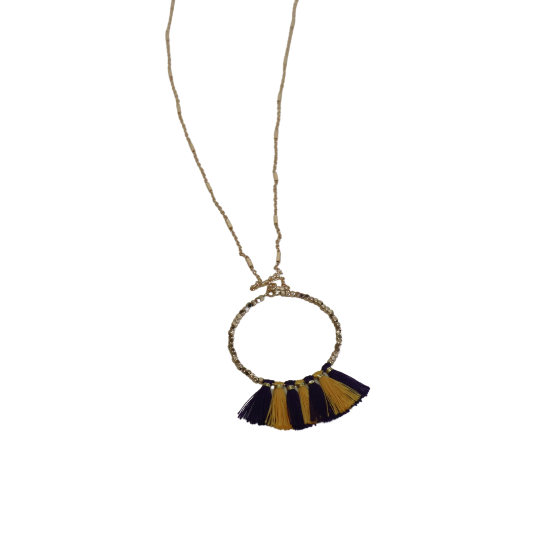 Necklace Gold with Gold & Black Hoop Small Tassel