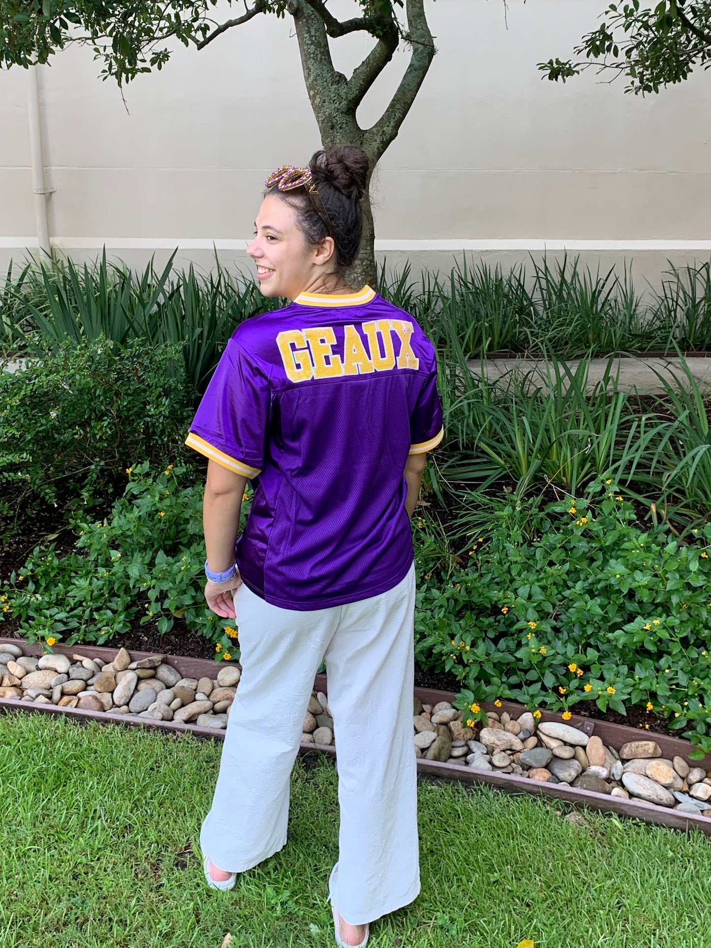 LSU Tigers Women's Sequin Vintage Bomb Football Jersey