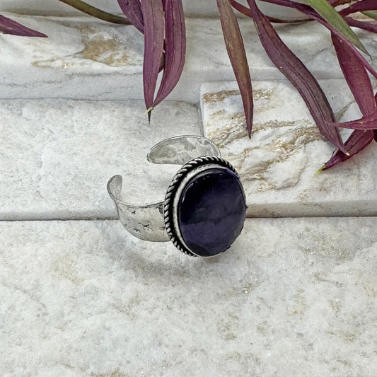 Ring Handcrafted Kashi  semiprecious Amethyst