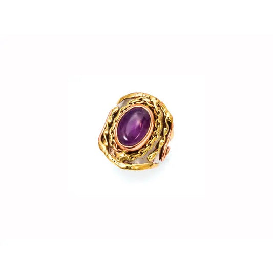 Ring Mixed Metal & Amethyst STone Ring