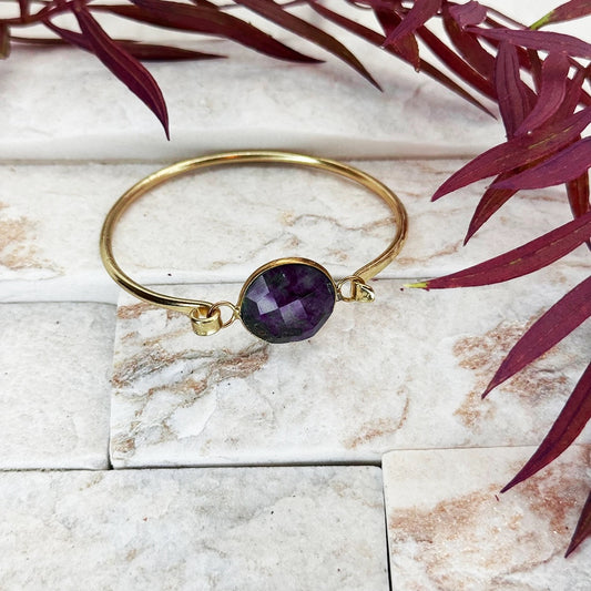 Bracelet Gold Plated with Semi Precious Amethyst Stone