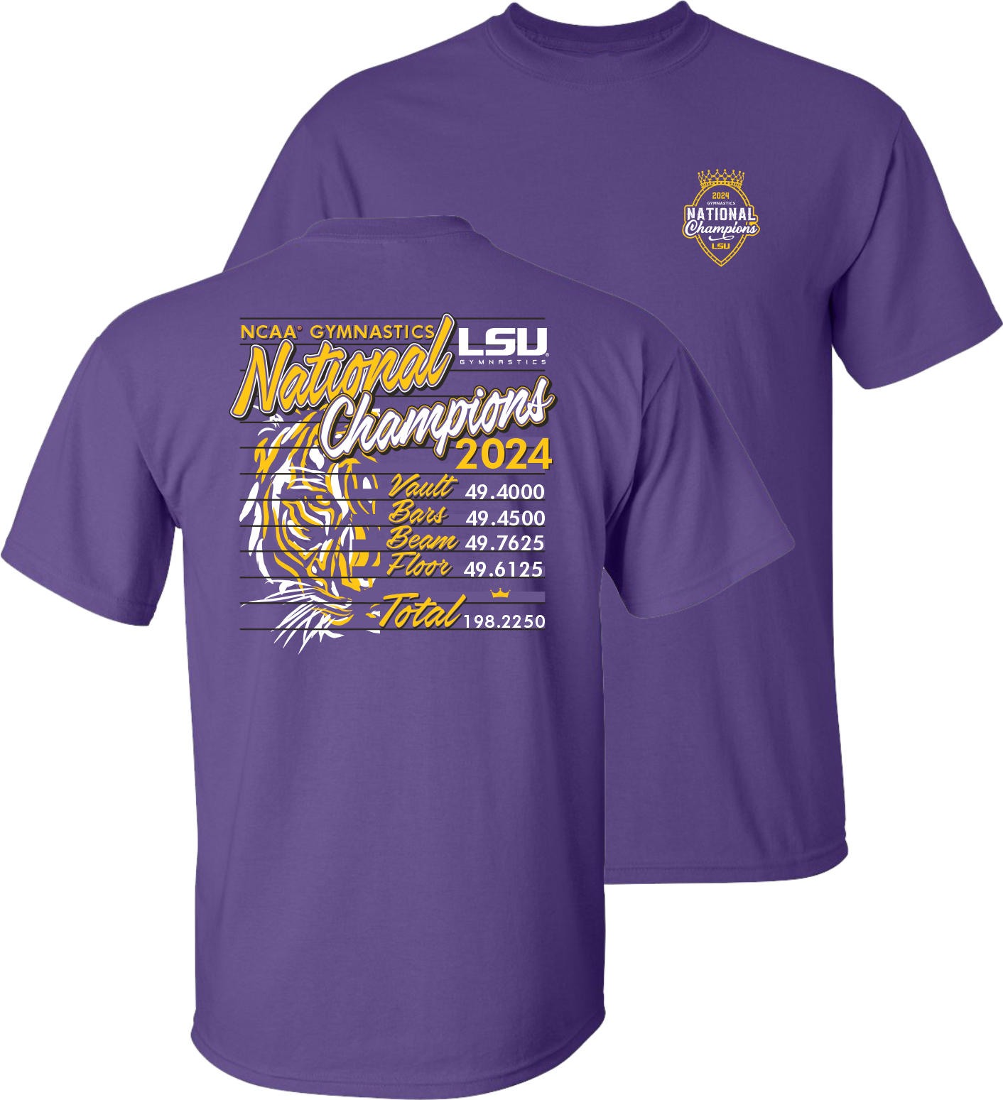 LSU Tigers 2024 Women's Gymnastics National Champions  Scores T-Shirt