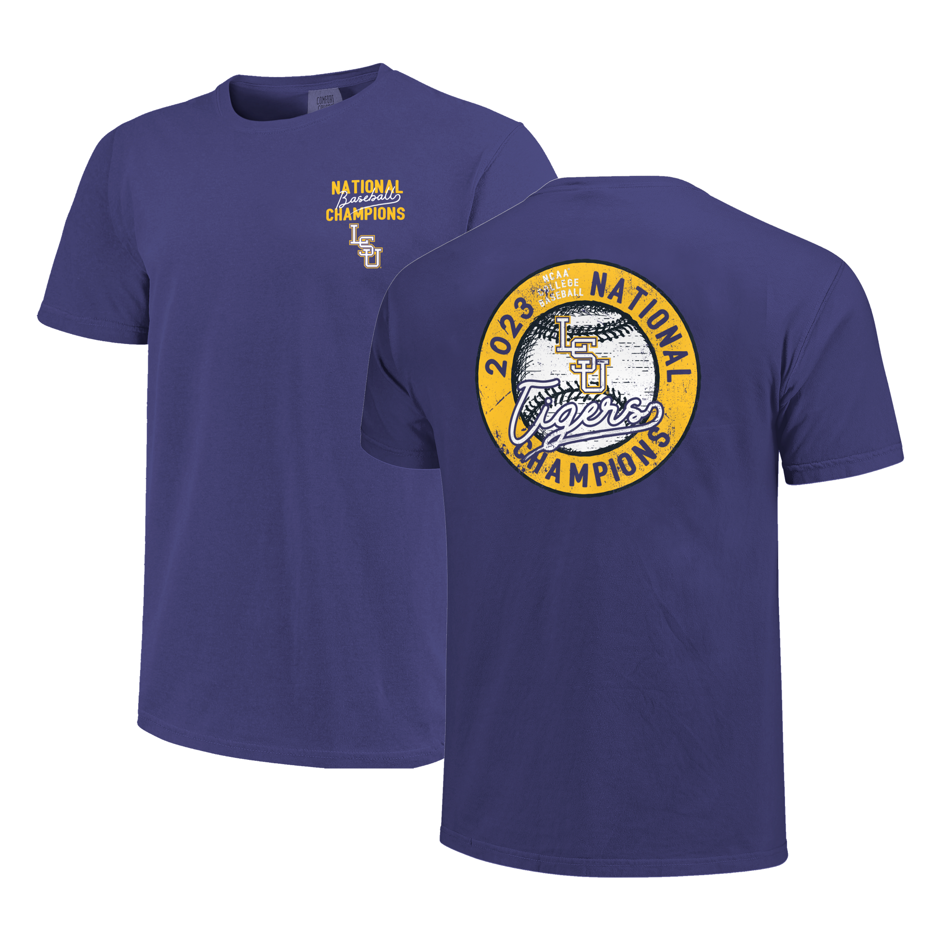 Champion Men's Louisiana State University 2023 College World Series Baseball  National Champs Locker Room Short Sleeve T-Shirt