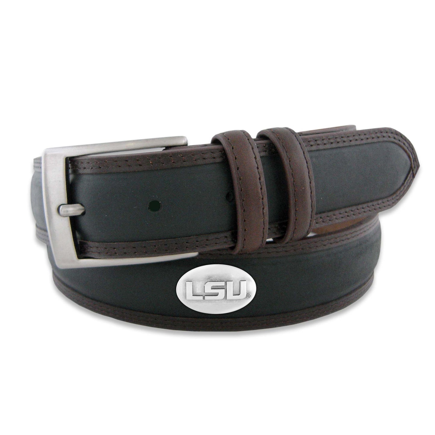 LSU Tigers  Men's Black 2-Tone Leather with LSU Concho