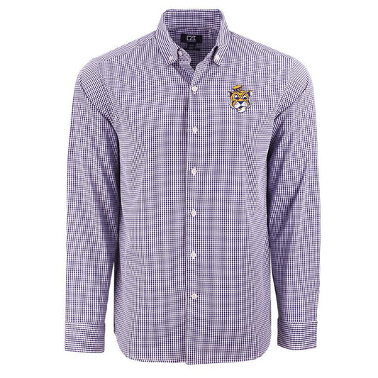 LSU Tigers Men's Cutter & Buck Gingham Skyline Shirt