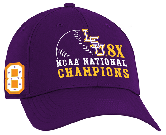 LSU Tigers 2025 CWS Baseball National Champions 8 Time Cap