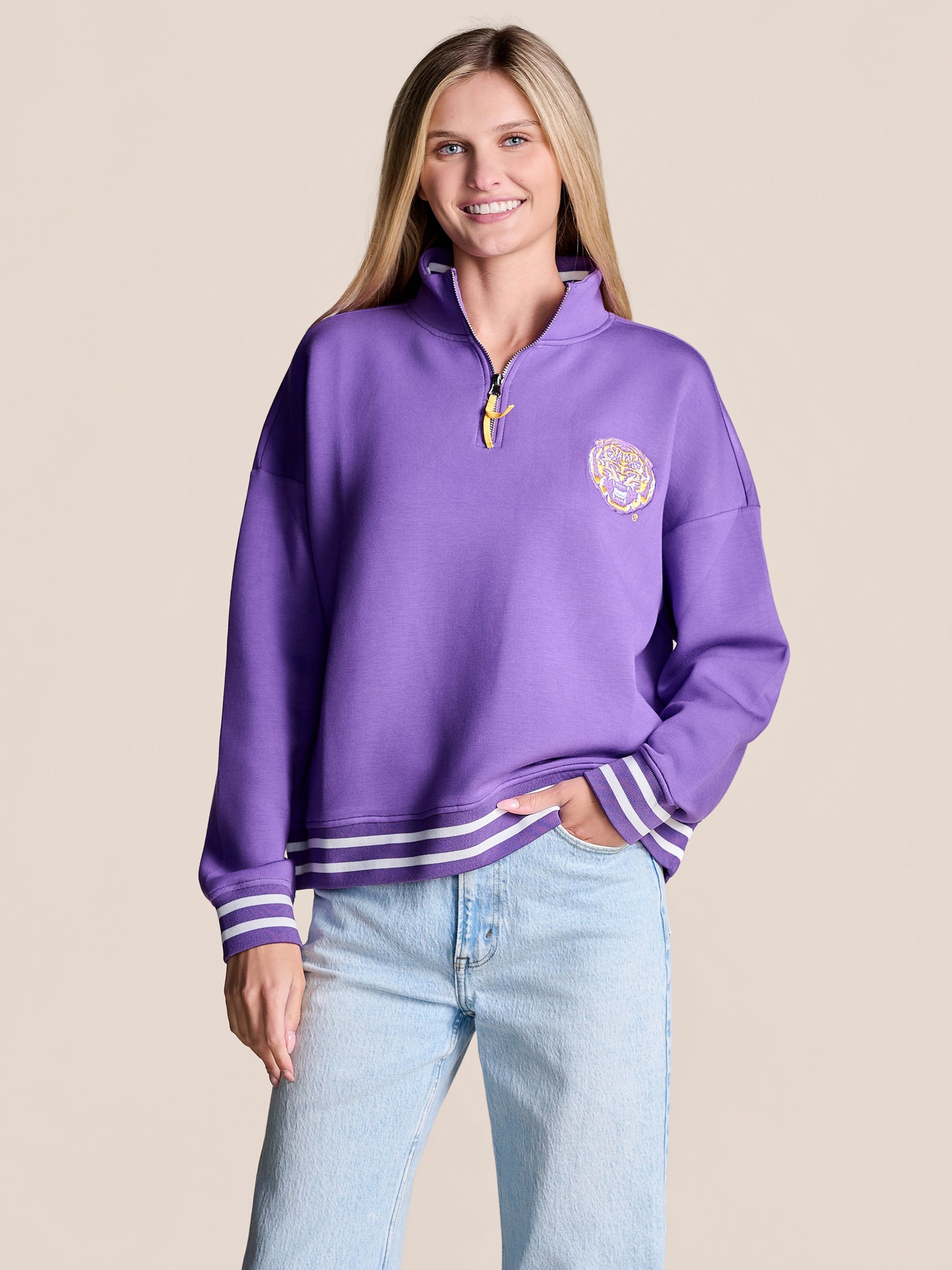 LSU Tigers Women's Campus Quarter Zip Pullover