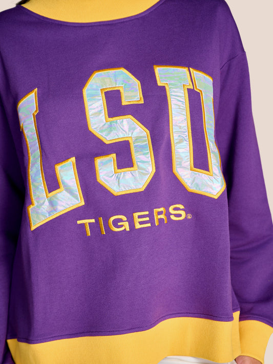 LSU Tigers Women's Captain Mock Neck Pullover