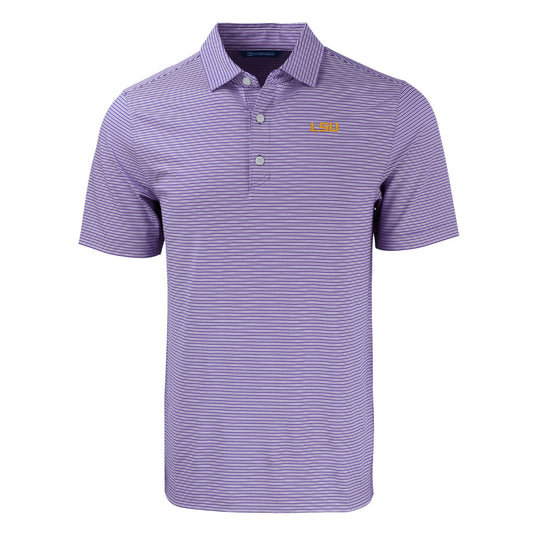 LSU Tigers Men's Polo cutter & Buck Forge Eco Double Stripe Stretch