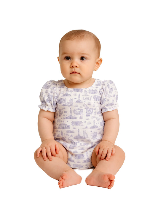 LSU Tigers Onesie Team Toile Puff Sleeve