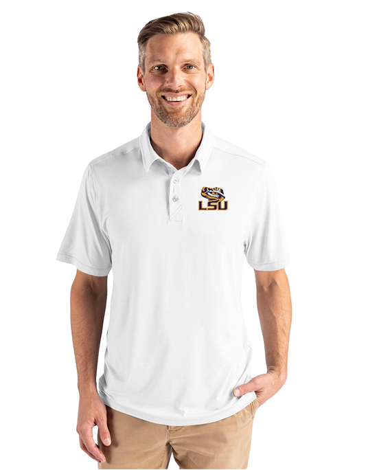 LSU Tigers Men's Polo Cutter & Buck Coastline Recycle Double Peached