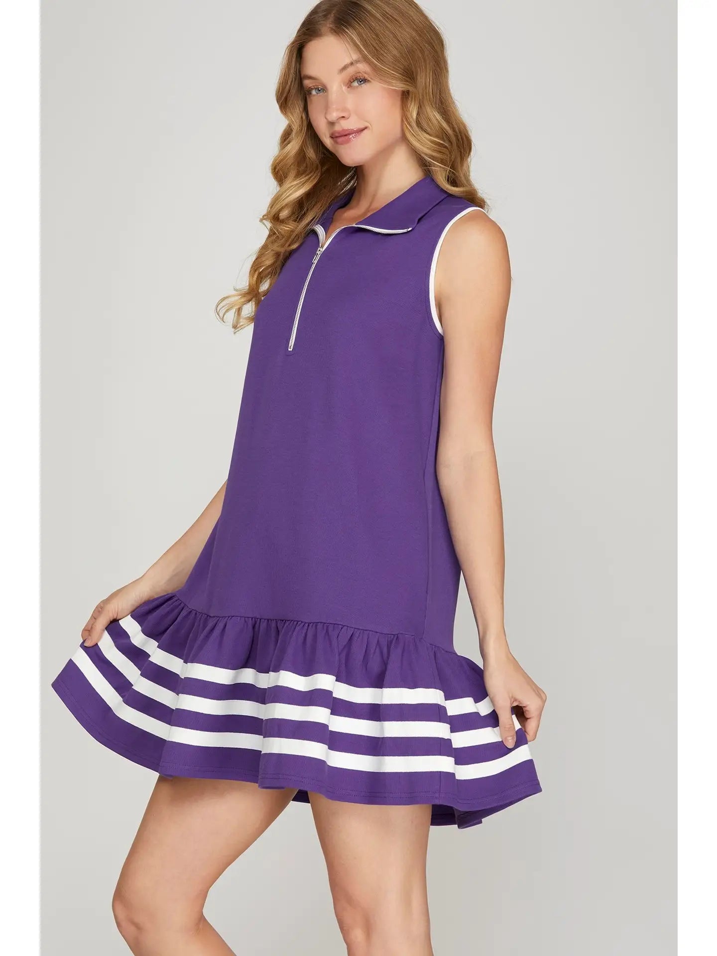 Women's Half Knit Ruffled Mini Dress