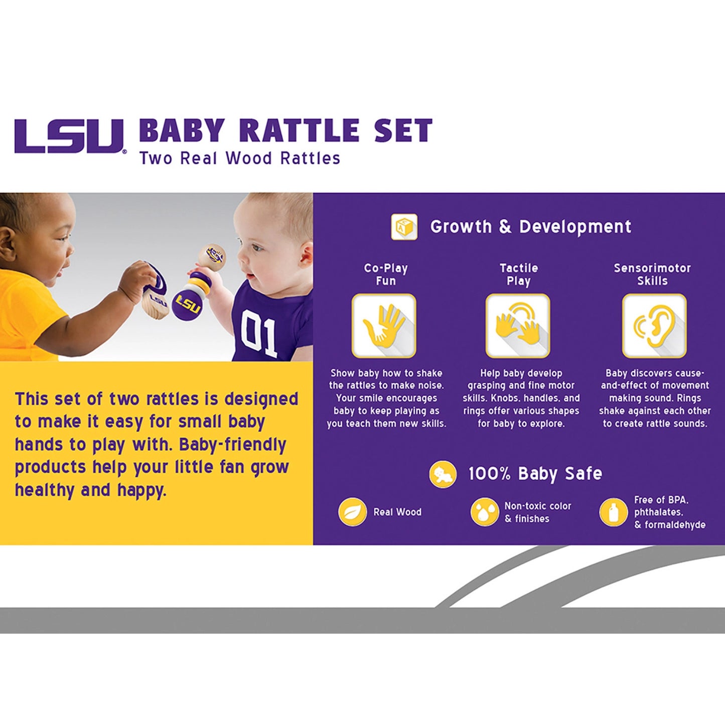 LSU Tigers Baby Rattle 2-Pack