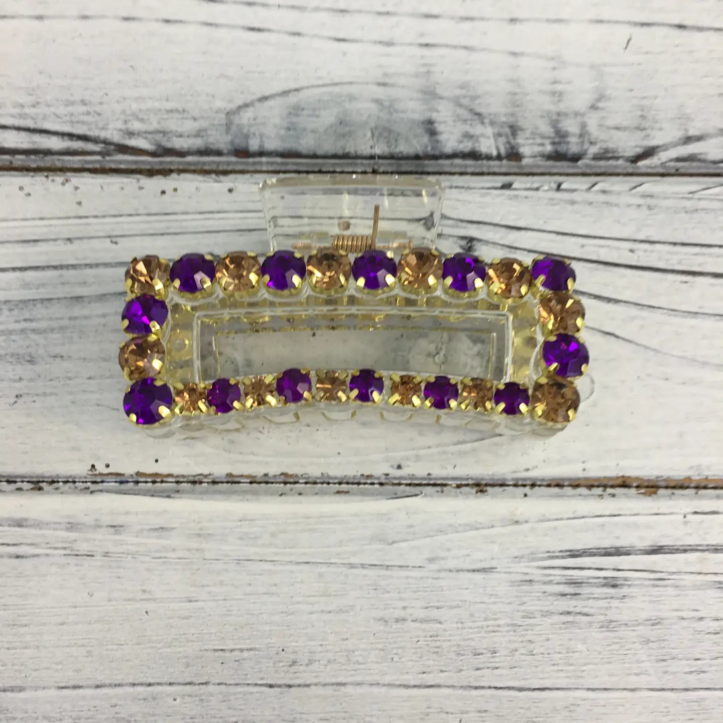 Claw Clip Purple & Gold Stone