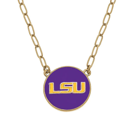 LSU Tigers Necklace Pendant Enamel  Disc CS