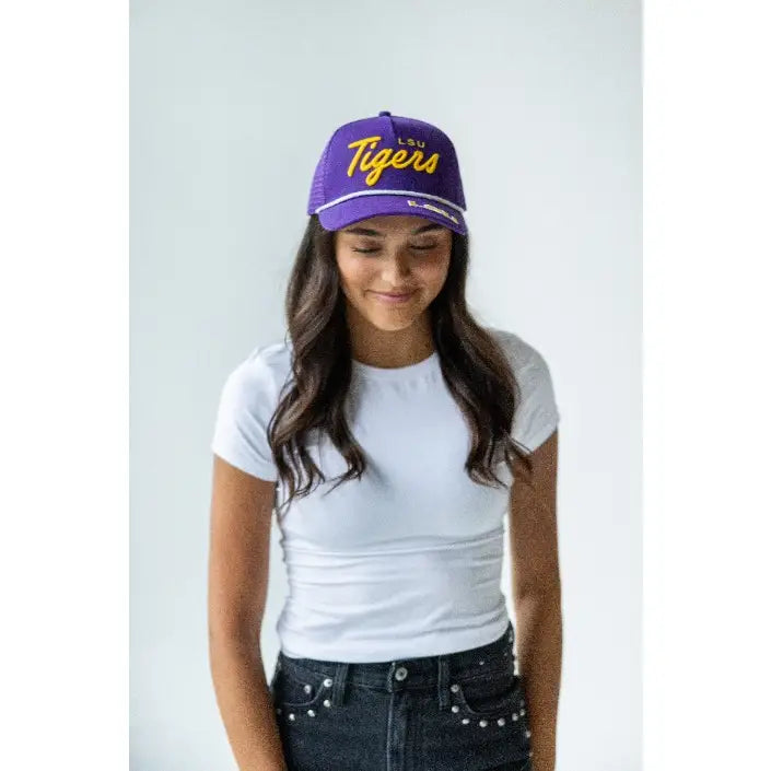 LSU Tigers Hat Burns Bill Canvas Trucker Purple