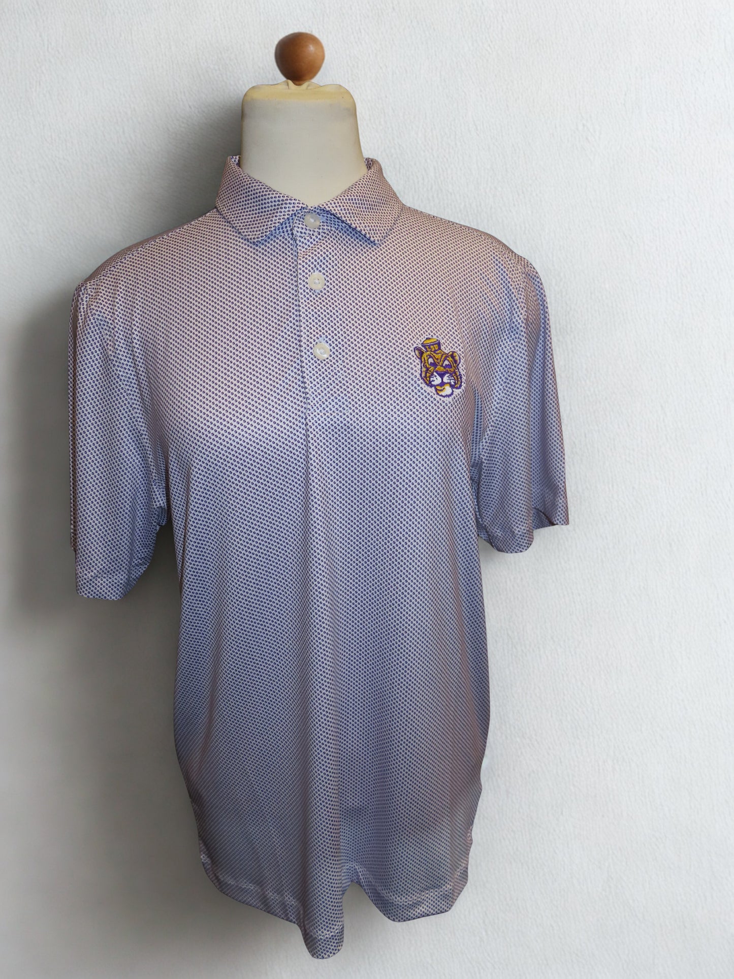 LSU Tigers Men's Cutter & Buck Eco Symmetry Print Stretch Vault Logo Polo