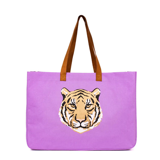 Bag Tiger Tote Light  with Tiger Face Purple