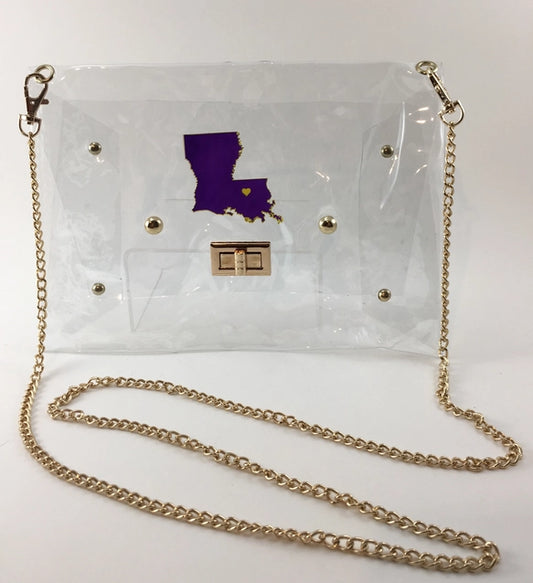 Clear Bag LA State Purple & Gold
