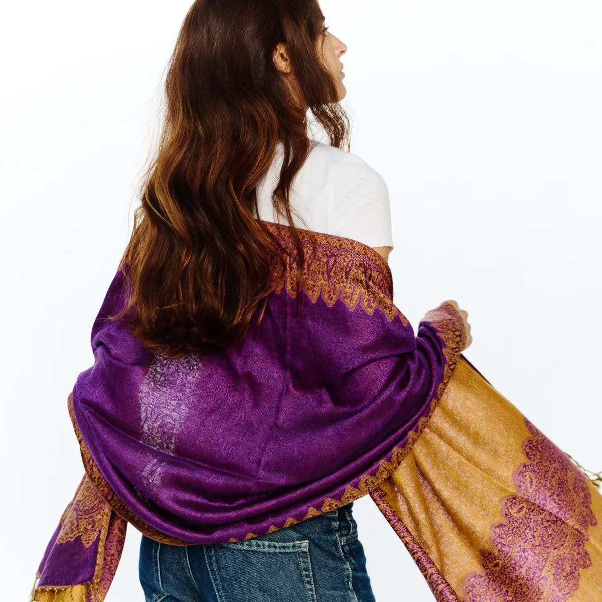 Scarf Boho Style Purple & Gold