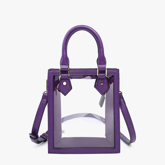 Bag Elise Rectangular Crossbody Dual Handles Purple