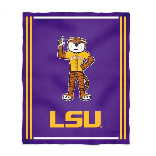 LSU Tigers Purple Minky Plush Blanket Mascot
