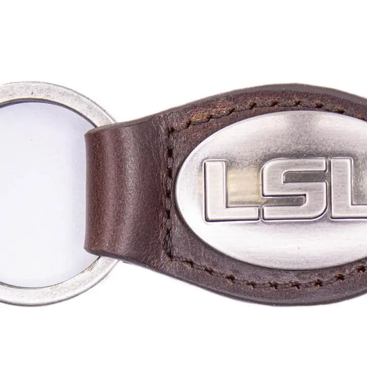 LSU Tigers Key Ring  Brown Leather Oval