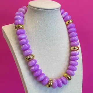 Necklace Circle with Gold Bead Lavender
