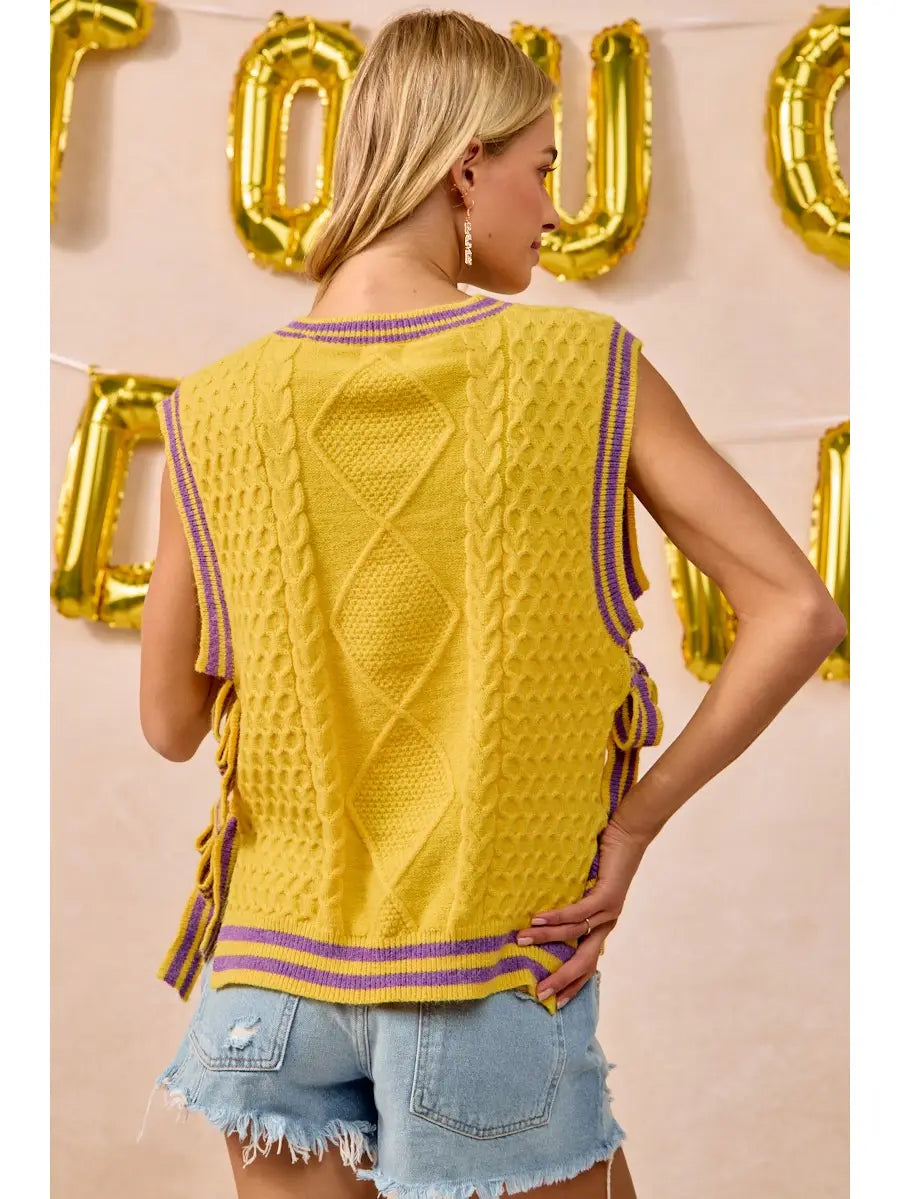 Women's Sweater Gameday Theme Textured knit Sleeve Top