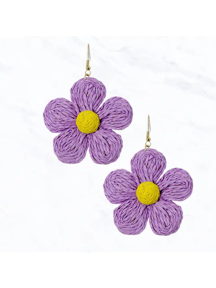 Earrings Raffia Flower Shape Post