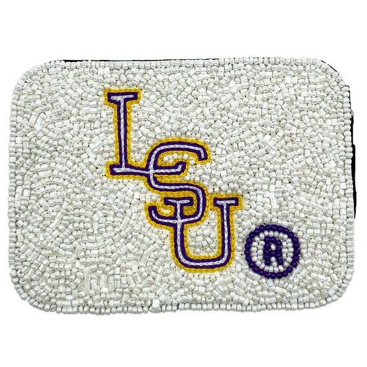 LSU Tigers Embroidered Beaded Card Holder
