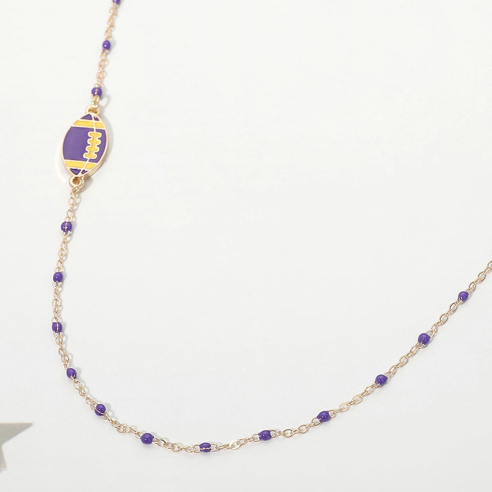 Necklace Charm Football Charm Accent Dainty Beaded Gameday