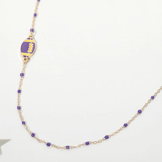 Necklace Charm Football Charm Accent Dainty Beaded Gameday