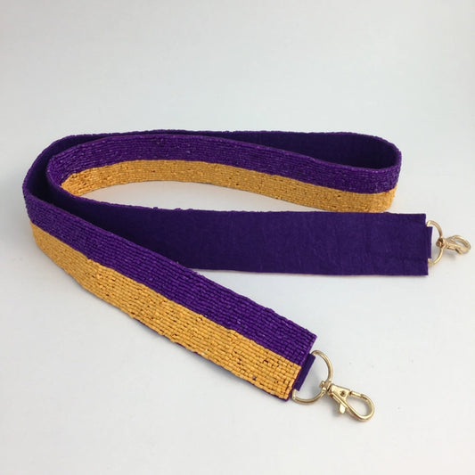 Purse Strap Beaded Purple & Gold